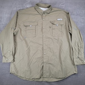 Columbia PFG Long Sleeve Fishing Shirt Khaki Omni Shade XXL 2XT