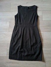 F&F Black Linen Blend Shift Dress Sleeveless Pencil Boho Holiday Office UK12