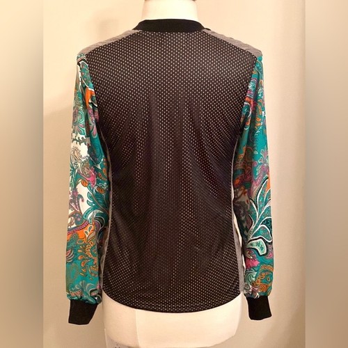 Gimmicks by BKE Mixed Media Multicolored Lace Sweater Perforated Zip Up Jacket S - Picture 10 of 13