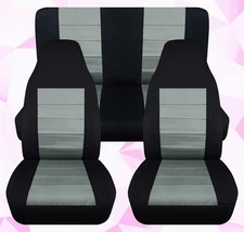 Fits 87-95 Jeep Wrangler YJ Front and Rear seat covers Black  Steel Gray cotton