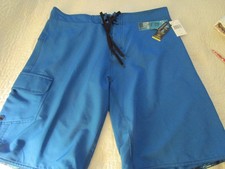 NWT Burnside Performance Shorts Board/Swimwear Stretch Size 36 Electric Blue