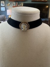 Vintage Cameo Necklace On Velvet Choker