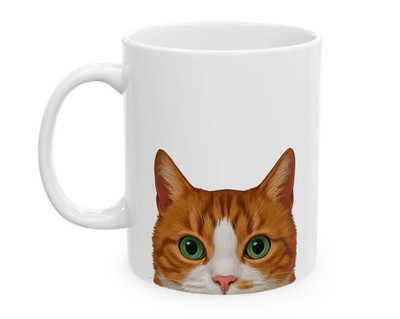 Cute Orange Tabby Cat Mug 11oz Funny Kitty Ceramic Coffee Tea Cup Gift