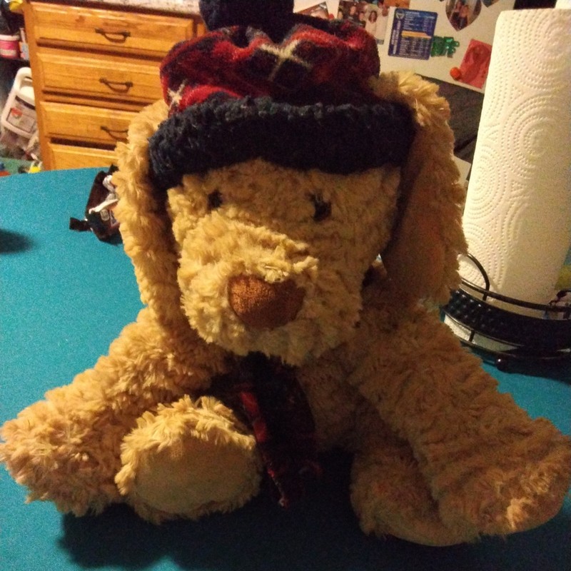 Gentle Treasures KOBIE Plush Dog Tan Soft Chenille Hat Scarf St. Jude Children's