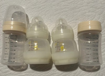 2 Mam Baby Bottles Easy Start Anti-Colic 4.5oz Sz 0 Nipples Slow Flow BPA-Free