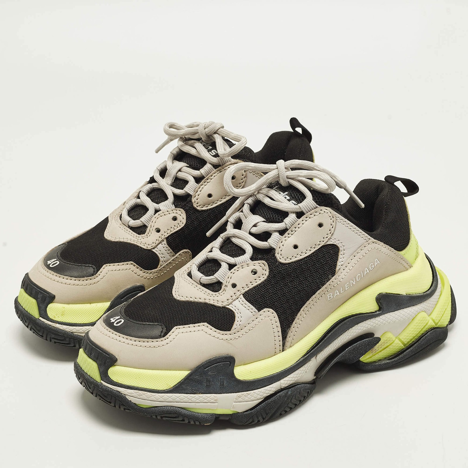 Balenciaga Triple S Size 40 Tricolor Mesh and Nubuck Leather Lace Up Sneakers image 2