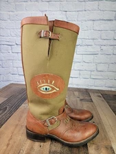 Rare VTG Don Cuco King Ranch Illuminati Eye Snake Proof Boots Women's Size 10M 