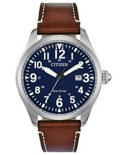Citizen Eco-Drive Chandler Brown Leather Watch 42mm Men's