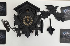 Vintage Black Forest Wall Weight Driven Cuckoo Clock Bird and Leaves