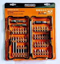 Ridgid 43 PC Driver Bit Set AC10D43 Impact Bits Phillips Torx Hex Straight Slot