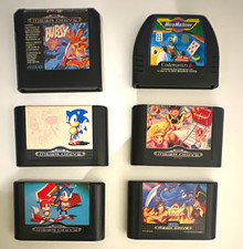 Sega Mega Drive Lot of 6 Game Cartridges incl. Sonic 1&2, Aladdin, Bubsy