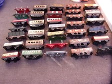 Hornby"O" =Spares/repair- 33 assorted Tinplate wagons/coaches(no wheels/axles)