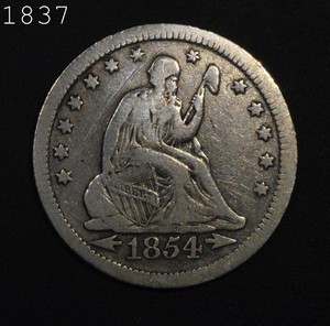 1854 Arrows & Rays Liberty Seated Quarter "F" *Combined S/H*