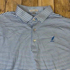 Peter Millar Cotton Polo Golf Shirt XL Siwanoy Country Club Blue Striped