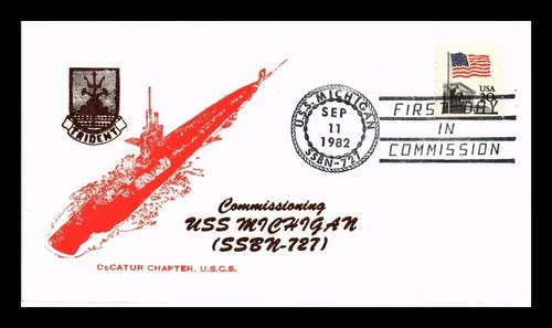 DR JIM STAMPS US COVER USS MICHIGAN SSBN-727 FIRST DAY COMMISSION NAVAL CANCEL