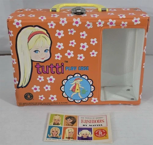 X-746 VINTAGE 1960'S MATTEL BARBIE TUTTI DOLL CARRYING CASE - ORANGE