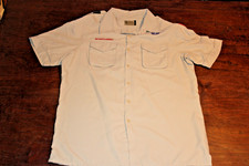 Boy Scouts of America BSA Men's Shirt Tan Large Vented Poly Microfiber Sewn Patc