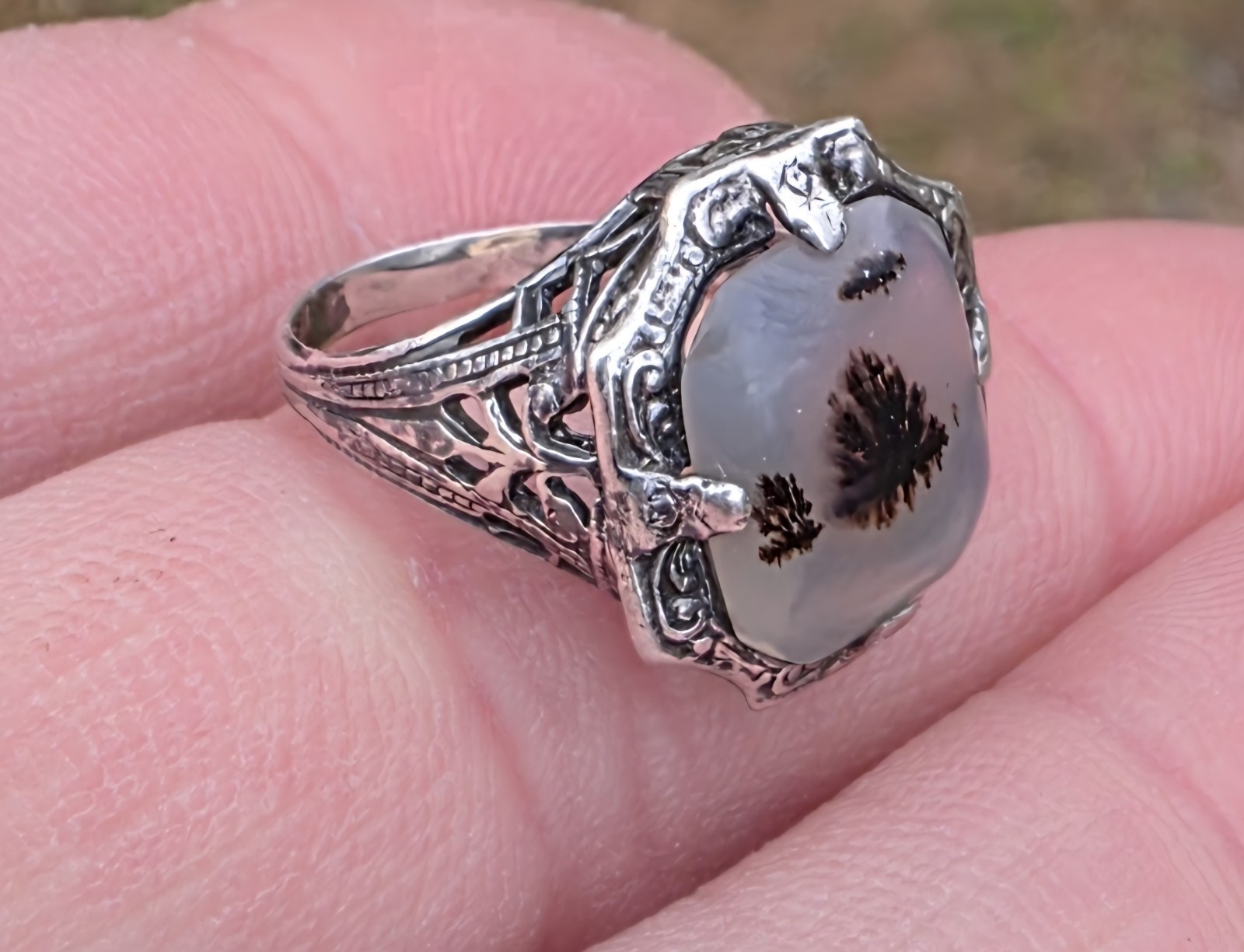 Vintage dendritic agate Ring - image 1