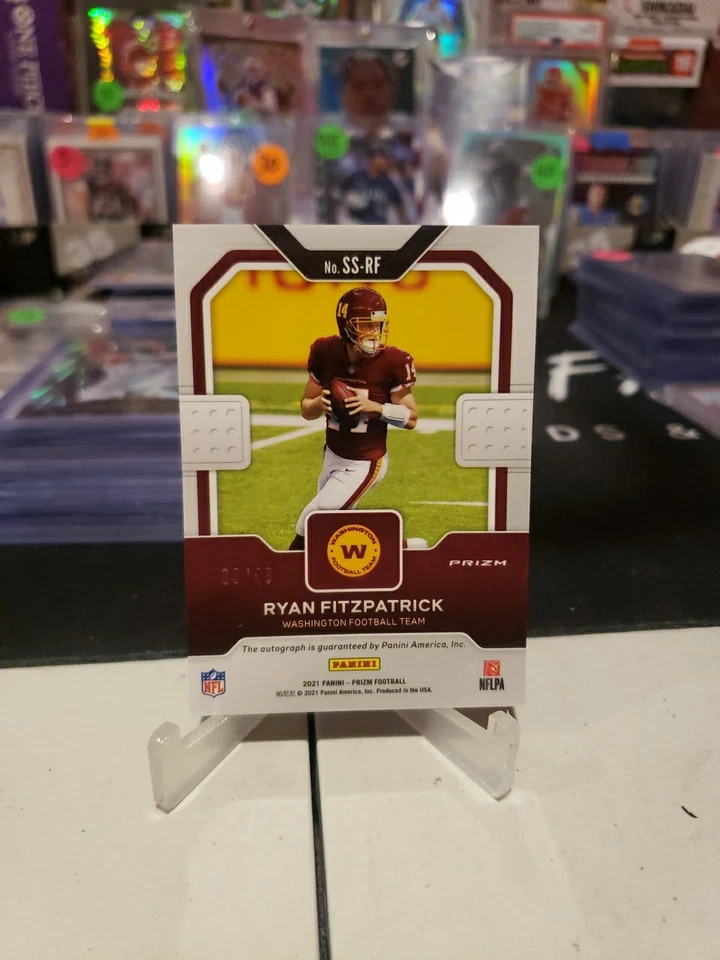 2021 Prizm Ryan Fitzpatrick Purple Squares Auto /49 Commanders 🔥 - Image 2 of 3