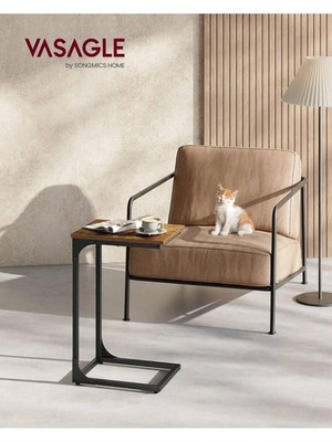 C-Shaped End Table Small Side Table Sofa Metal Frame Living Room