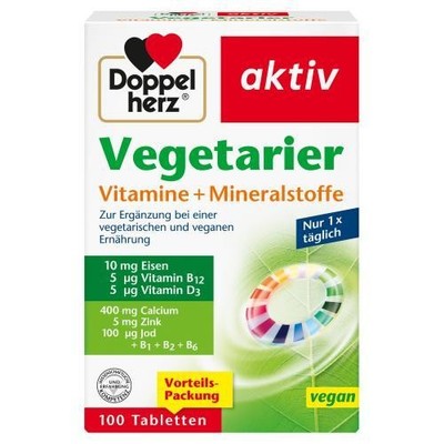 2x DOPPELHERZ Vegetarier Vitamine+Mineralstoffe aktiv 100 ST