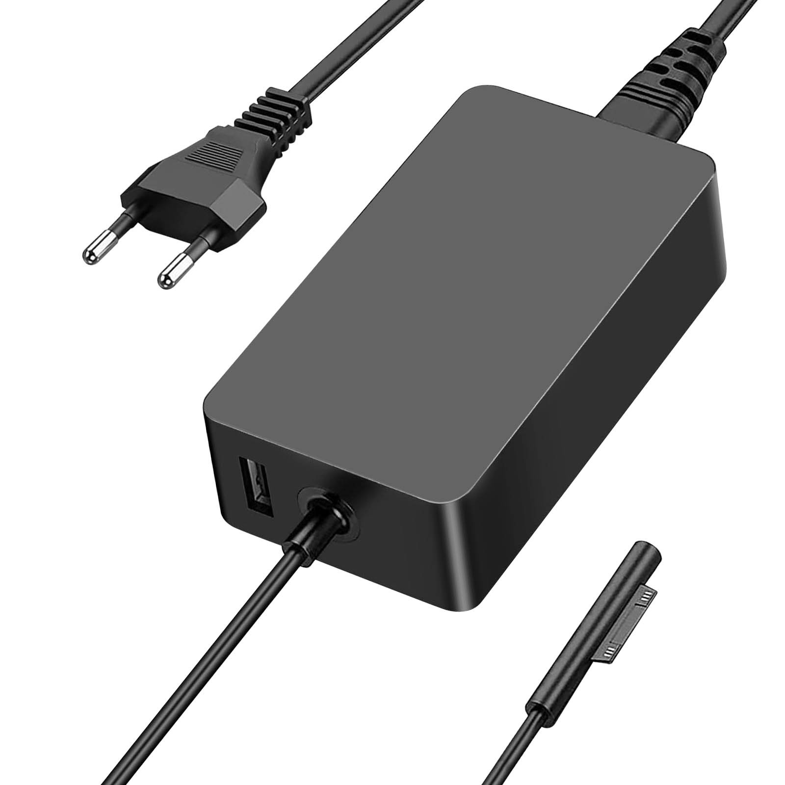 Chargeur 44W pour Microsoft Surface Pro 6 Pro 5 et Pro 4 adaptateur secteur noir