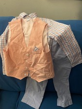 Class Club Boys Size 6 Vest Shirt Pants Set Pink Light Blue