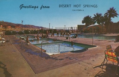 Desert Highlands Hot Springs California Postcard Topographical Pool View