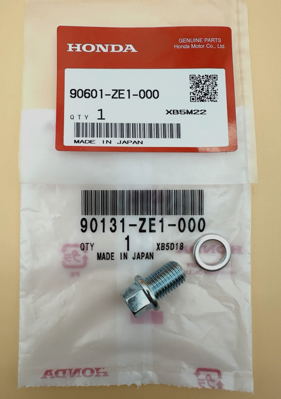 Genuine Honda Oil Drain Plug 90131-ZE1-000 90601-ZE1-000 EU3