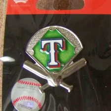 2013 Texas Rangers pin green field crossed bats & ball MLB FREE SHIPPING