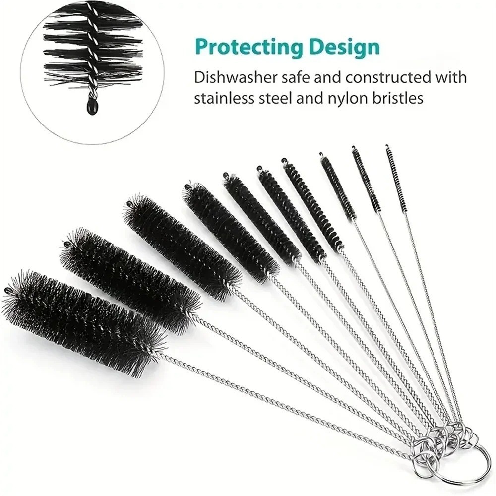 10PCS Reusable Bottle Cleaning Brush Set Straw Brush for Nar