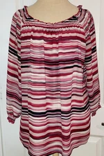 Counterparts Pink Mauve Striped Chiffon Blouse Top Shirt Women's Size L Large