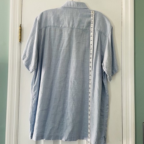 Vintage! Ron Chereskin Washable Linen Blend Mens Size Large Blue Textured Shirt - Picture 6 of 7