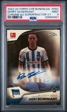 2022-23 Topps Chrome Bundesliga Derry Scherhant RC Superfractor Auto 1/1 PSA 9