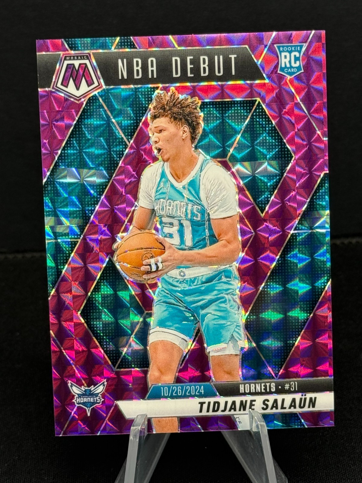 2024-25 Mosaic Tidjane Salaun RC Purple Rookie NBA Debut #/99 Hornets