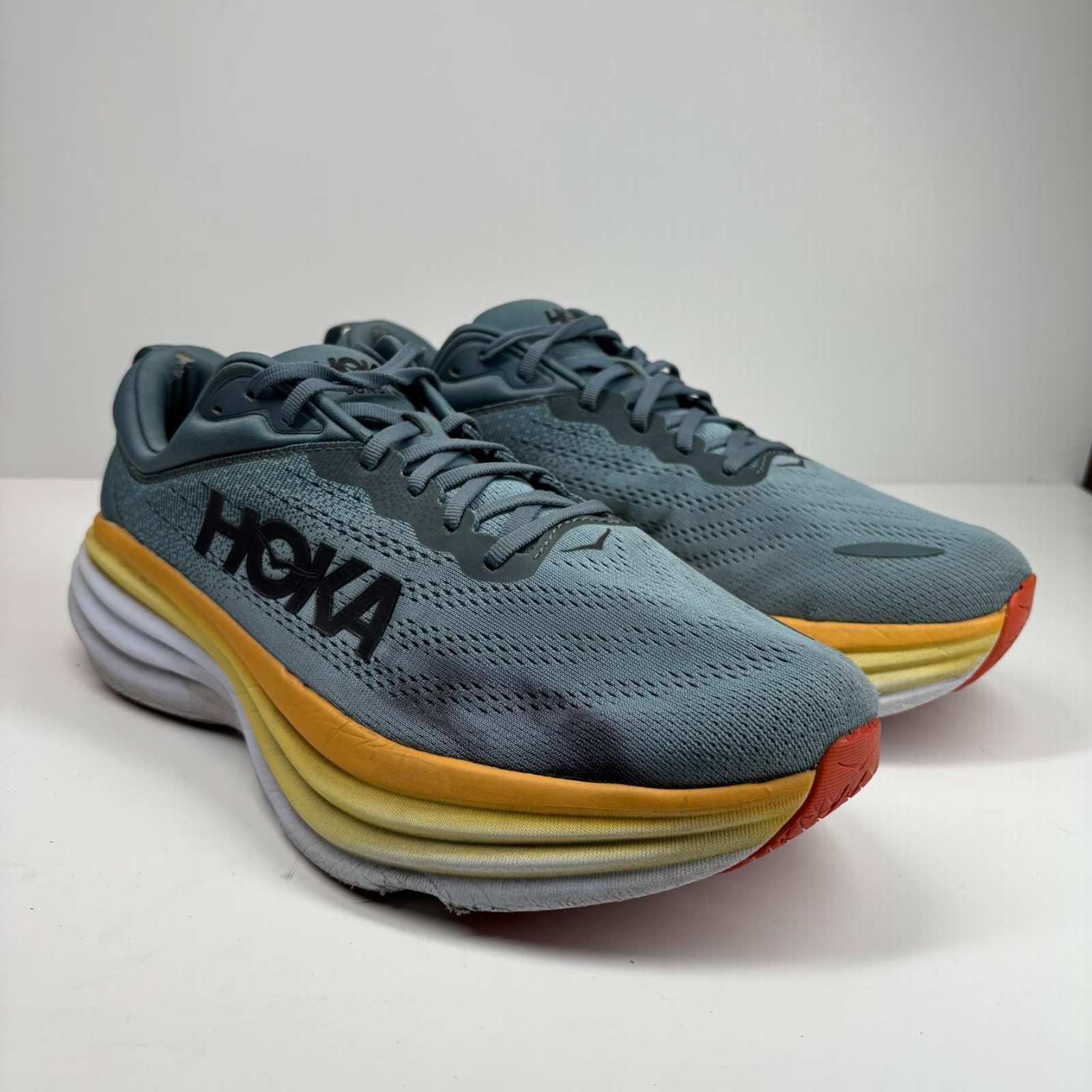 HOKA Bondi 8 Men's US 11.5 2E Goblin Blue/Mountain Spring Wide Road Running Shoe thumbnail 11
