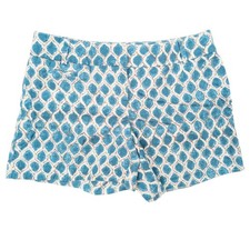 Loft Ann Taylor Linen Blend The Riviera Geometric Blue Shorts Women's Size 6