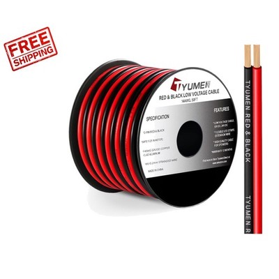 50FT 14 Gauge Red/Black Electrical Wire - Perfect for DC & LED Strip Lighting