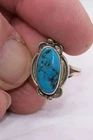Vintage estate jewelry - Woman's Chunk Turquoise Chunk Ring in 925 Silver - K