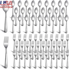 100 Stainless Steel Forks Spoons Set Heavy Duty Utensils Party Wedding Event New