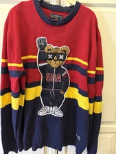 Preowned Men's Black Pike Sweater Sz 2X Black Power Olympic Bear Crew Neck Knit