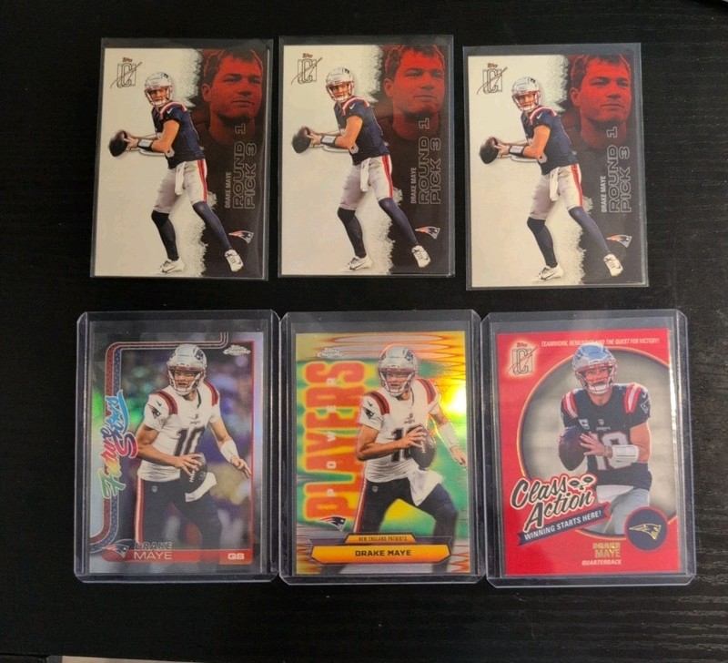 (6) 2025 Topps Chrome PP, FS, CA, Signature  Drake Maye Lot, 2 Refractors