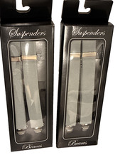 Wedding Suspenders / Braces Grey Dress 2 Pair 46" Item code PC260N46LGRE NEW