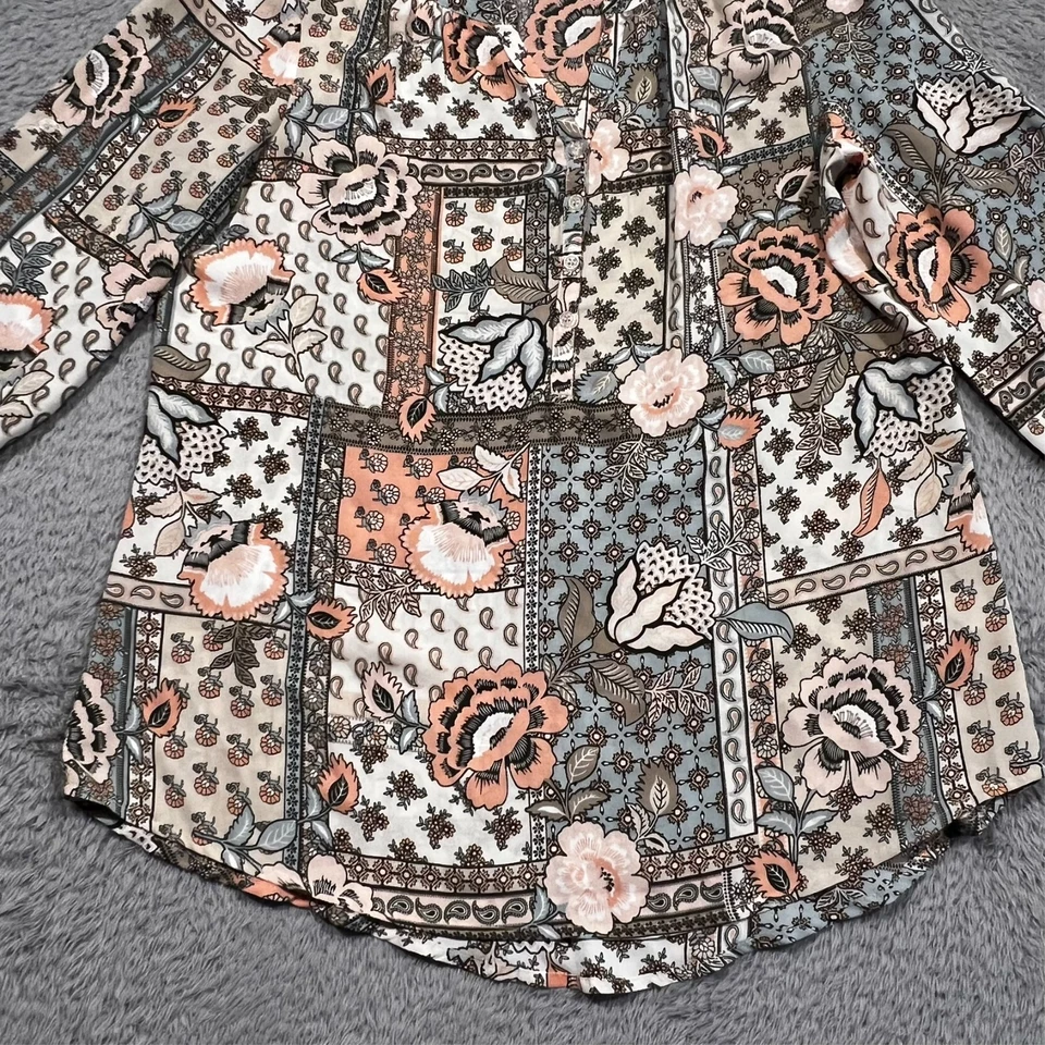 Blusa túnica Spense Peasant Boho Top para mujer manga L floral lengüeta enrollable Foto 4 de 4