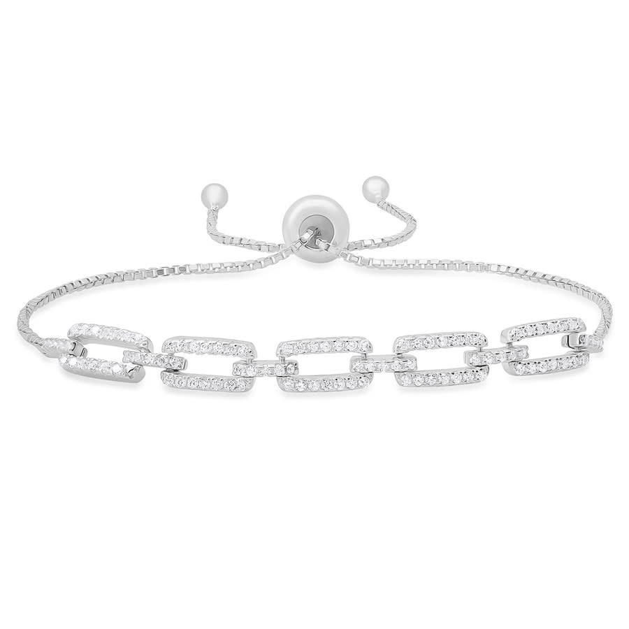 Kylie Harper Sterling Silver CZ Paperclip Adjustbale Bracelet 16390₽