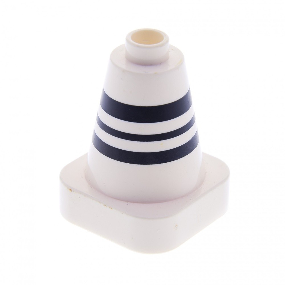 1X Lego Duplo Pylon 2X2X2 White Stripes Black Cone Roof 4622621 47408PB01