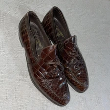 Johnston & Murphy Aristocraft Men’s Dress Loafers Size 10.5 D Brown Faux Gator 
