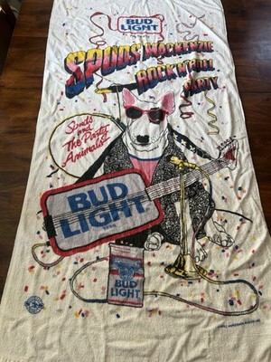 VINTAGE SPUDS MACKENZIE BUD LIGHT ROCK N ROLL ORIGINAL PARTY ANIMAL BEACH TOWEL