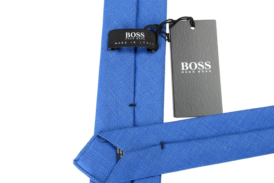 Gravata Hugo Boss masculina azul 100% lã virgem - Imagem 4 de 4