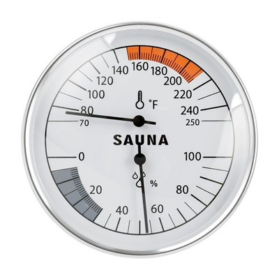 2 in 1 Silver Sauna Thermometer Hygrometer 4 x 4 Inch Temperature Gauge